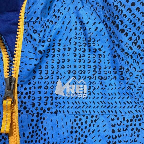 REI Jacket Boys XS Blue Hooded Outdoor Lightweight Patterned - Picture 3 of 6